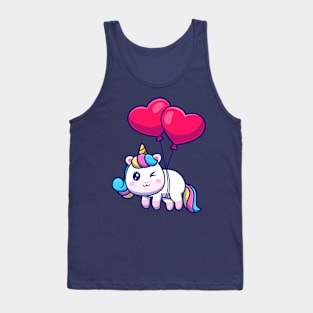 cute unicorn floating with love Tank Top